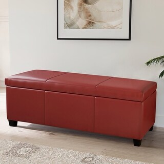 Belleze Red Ottoman Bench Storage Home Leather Rectangular -47"inch - Bed Bath & Beyond - 15874283